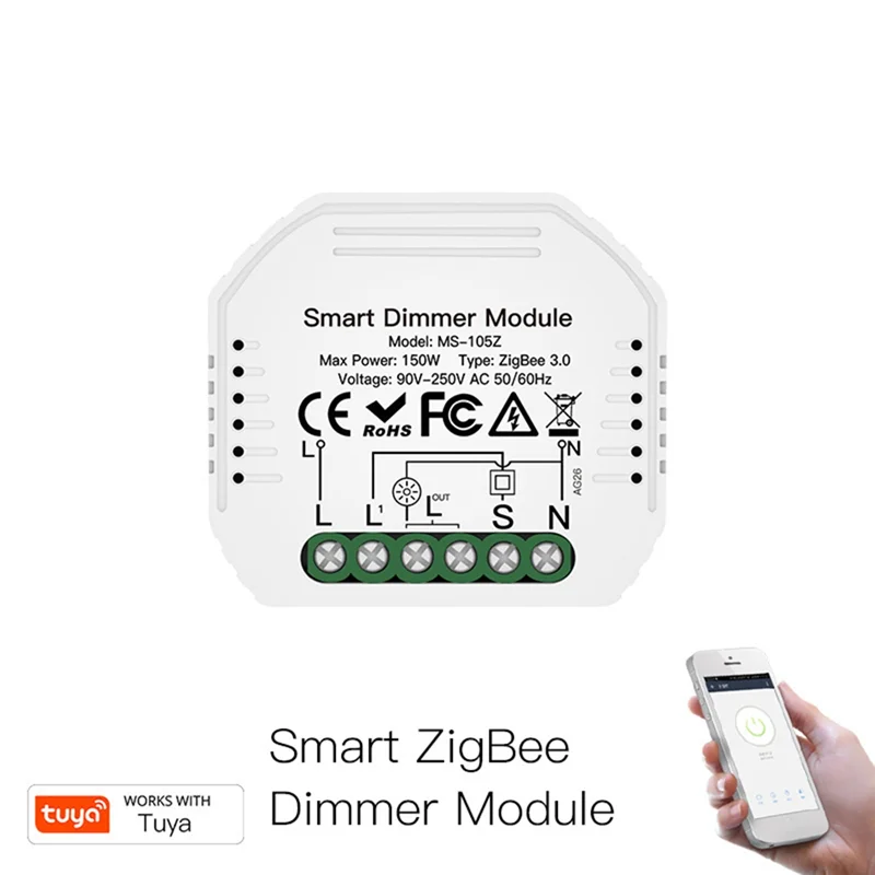 Y45A-1-Way Peredupan Zigbee Modul Sakelar Pintar Sakelar Tirai Kontrol Aplikasi Jarak Jauh untuk Integrasi Suara Alexa Google Home