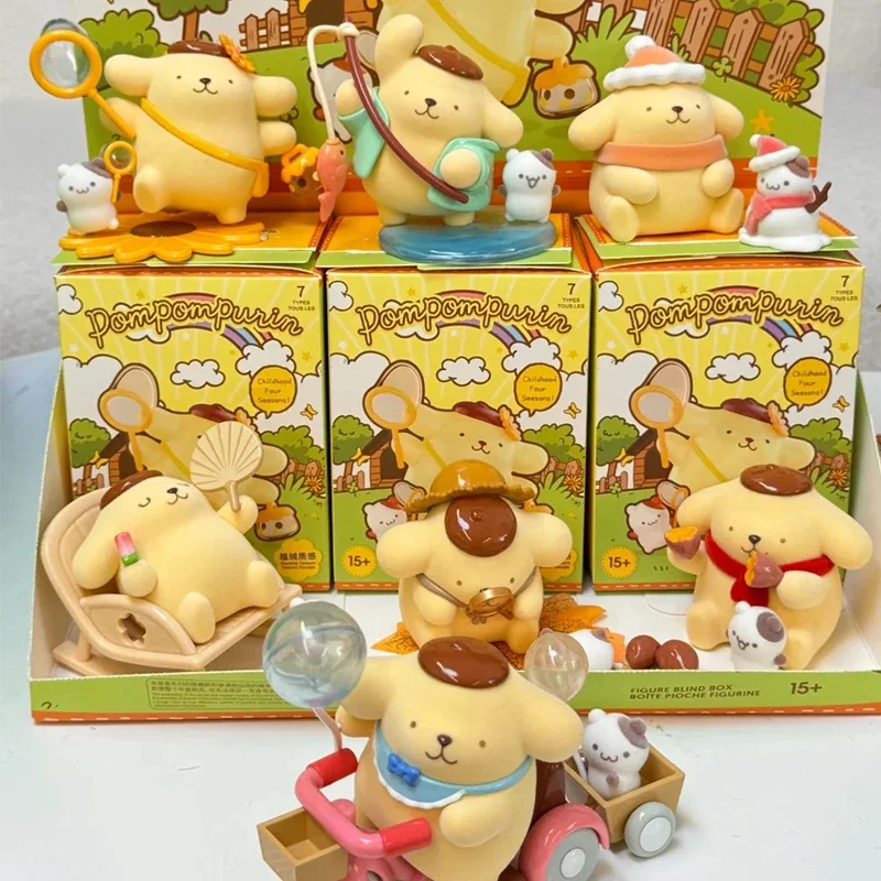 Caja Sorpresa de la Serie Las Cuatro Estaciones de Sanrio Pom Pom Purin, Figura de Acción de Anime PomPomPurin, Bolsa Sorpresa, Colección de Modelos, Juguetes, Regalos