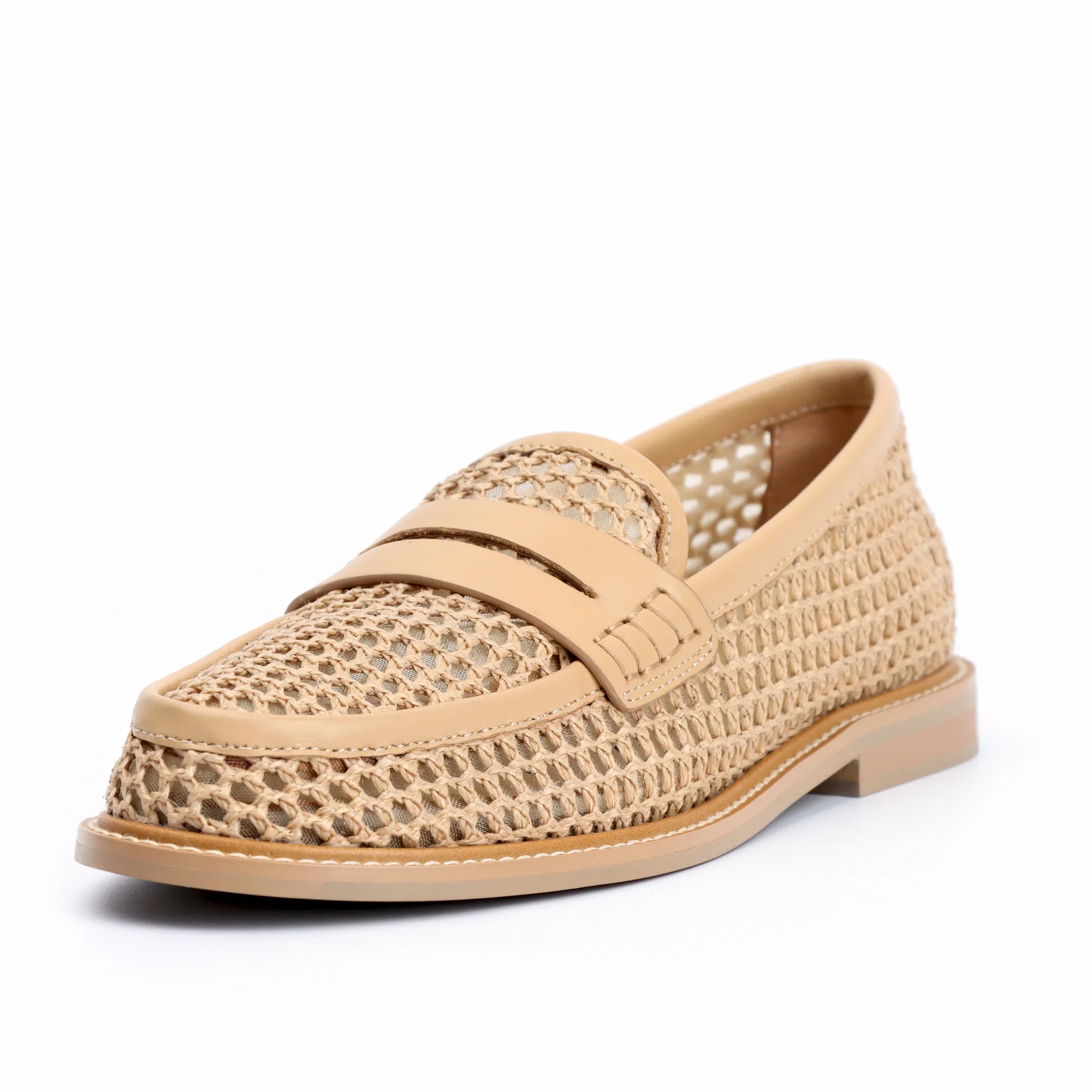 Mesh with leather Loafers for Women Slip On Penny Loafers Hollow Out Breathable Slip On Flat Shoes Work Walking Shoes