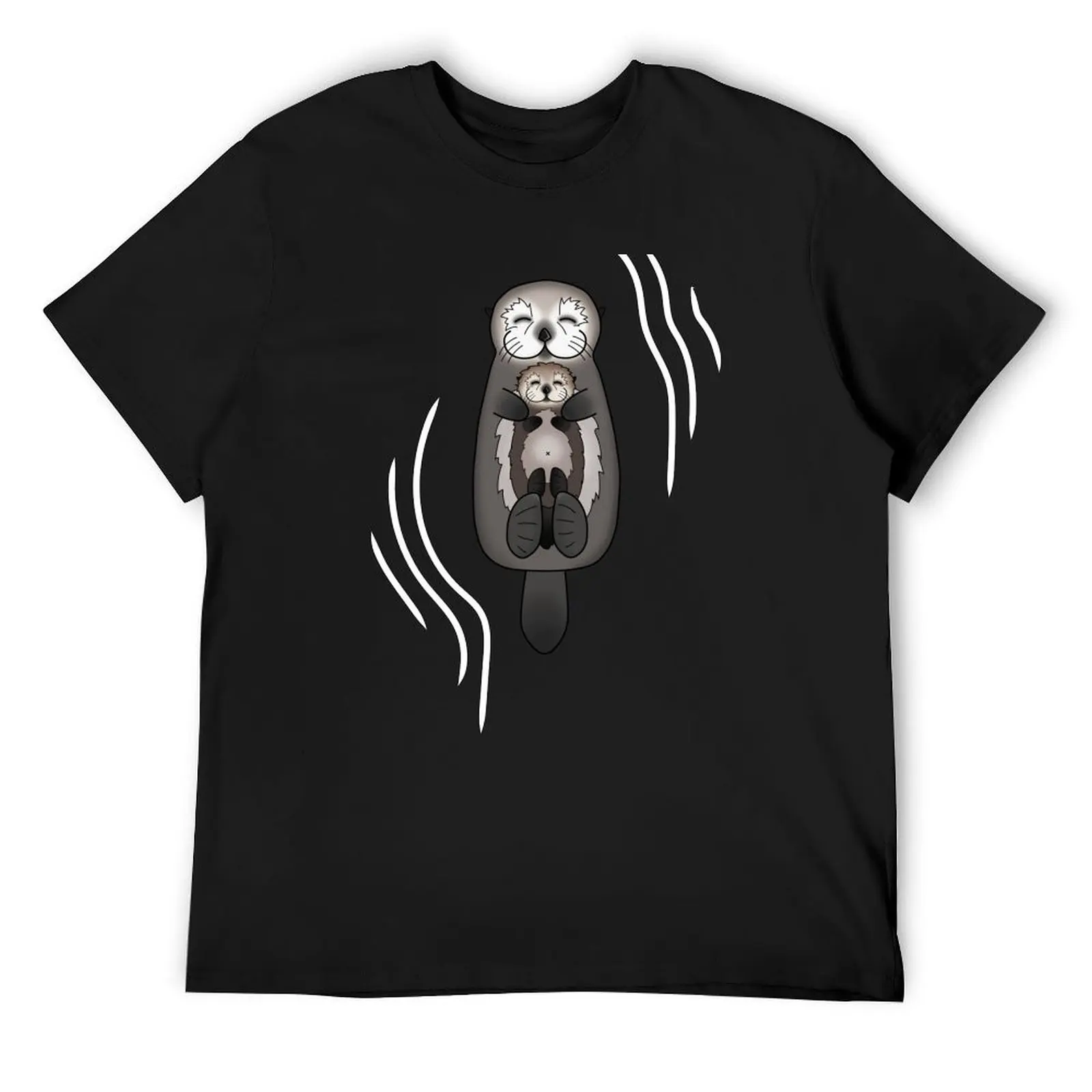 

Mother and Pup Sea Otters - Mom Holding Baby Otter T-Shirt Blouse sublime Short sleeve tee Aesthetic clothing cotton t shirt men