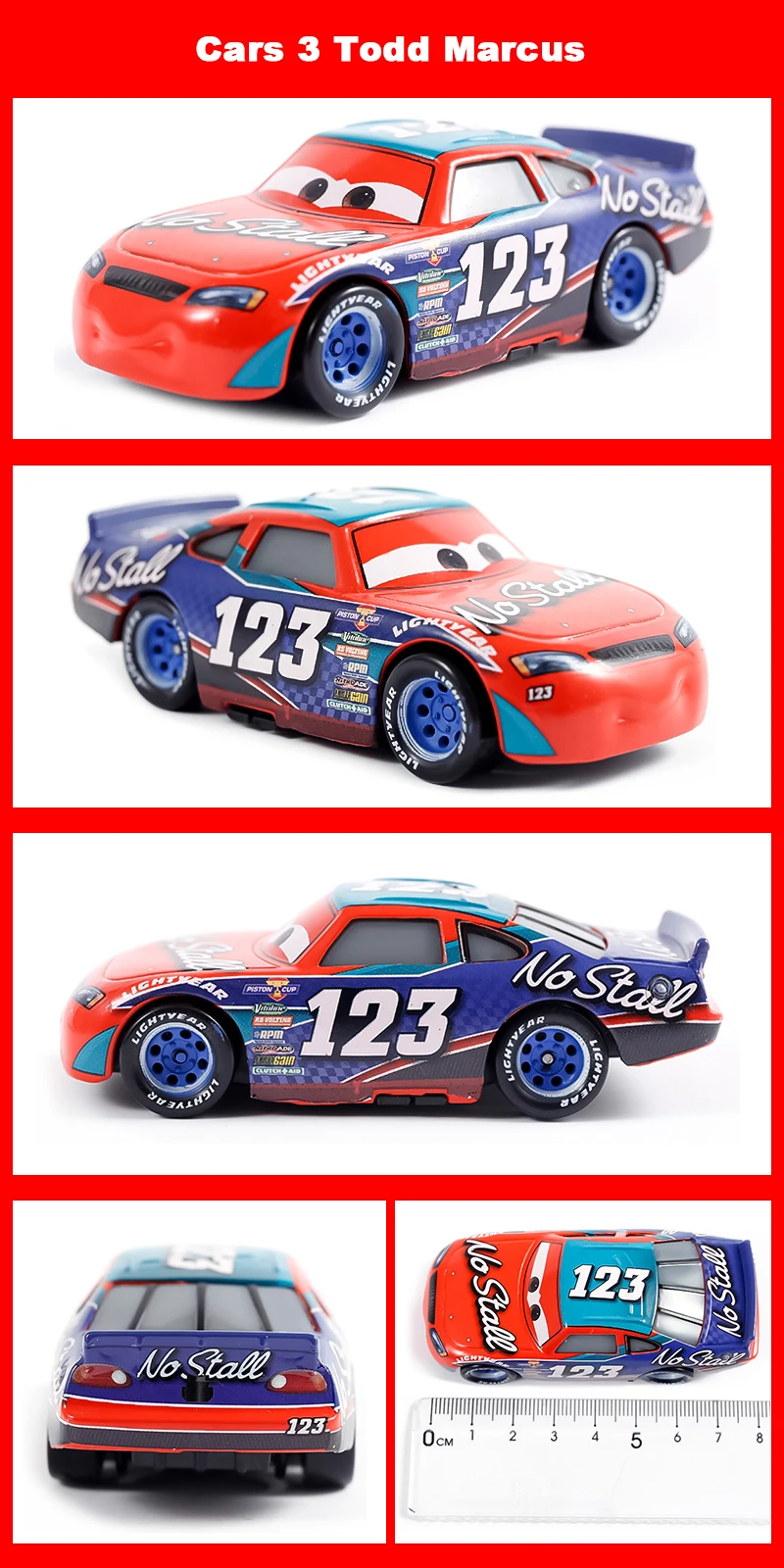 Pixar Cars Piston Cup Racer 43 Strip Weathers 1/55 Modell aus Metalldruckguss, Dinoco Car King Racing Toys, Kindergeschenke – Detail 32