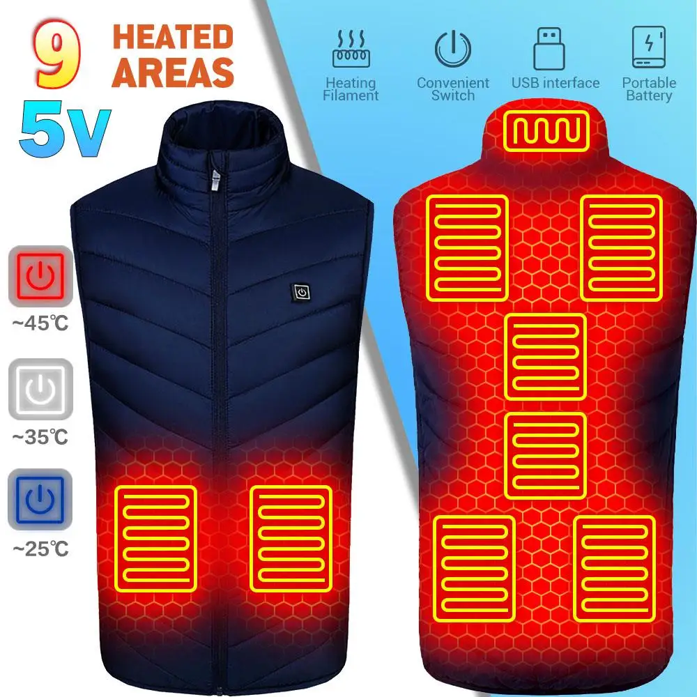 

Heating Vest Winter Heated Vest Men Hunting Ski Heating Vest Motorcycle Jacket Moto Anti-freeze USB Powered Heated Clothes S-6XL