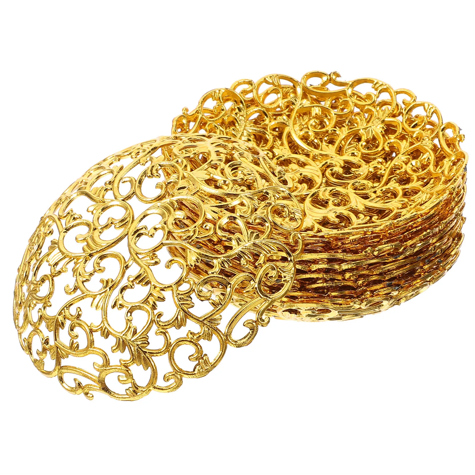 

12Pcs Gold Plastic Cake Tray for Ramadan Dessert Serving Snacks Tableware Eid Mubarak Decoration Cookie Food Container Banquet