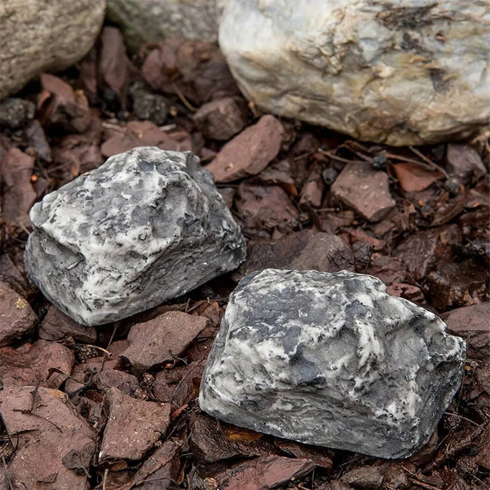 Piedra falsa creativa para ocultar una llave de repuesto, caja de llave de piedra de camuflaje, piedra simulada de desviación, almacenamiento al aire libre