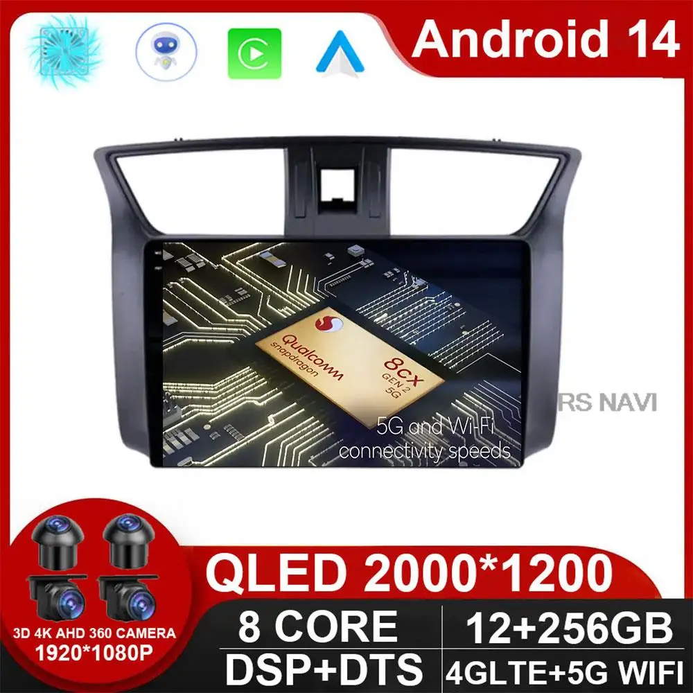 

Android 14 Carplay Auto WlFl+4G For Nissan Sylphy Sentra B17 2012 - 2015 2016 2017 Car Radio MultimediaVideo Player Navigation