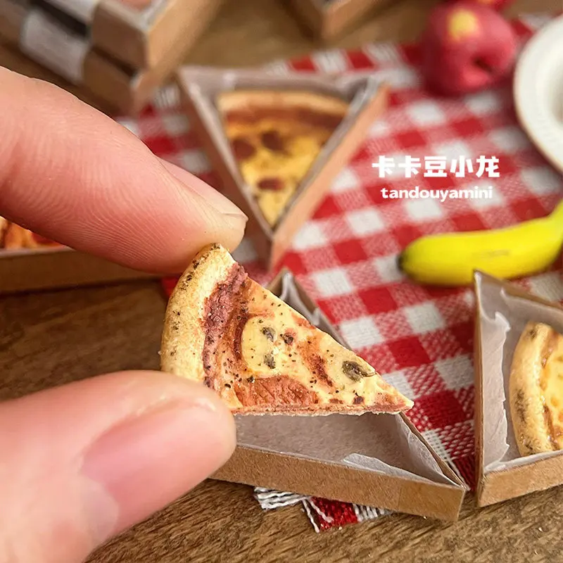 Hot Sale 1:6 Miniature Bakery Gift Set, Handmade Pizza Cookie Bread Matcha Box, Dollhouse Kitchen Pretend Play Dessert Decor
