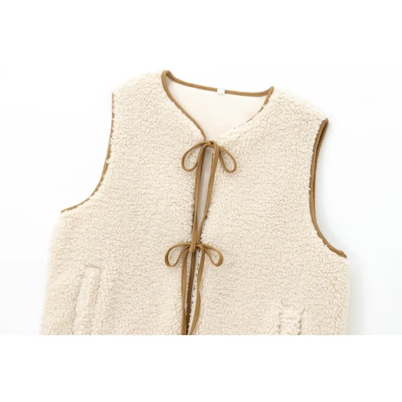 معطف الشتاء الإناث سترات بلا أكمام امرأة الخريف ملابس خارجية البيج الدانتيل متابعة س الرقبة سترات جديدة مبطن سترات المرأة سترة دافئة