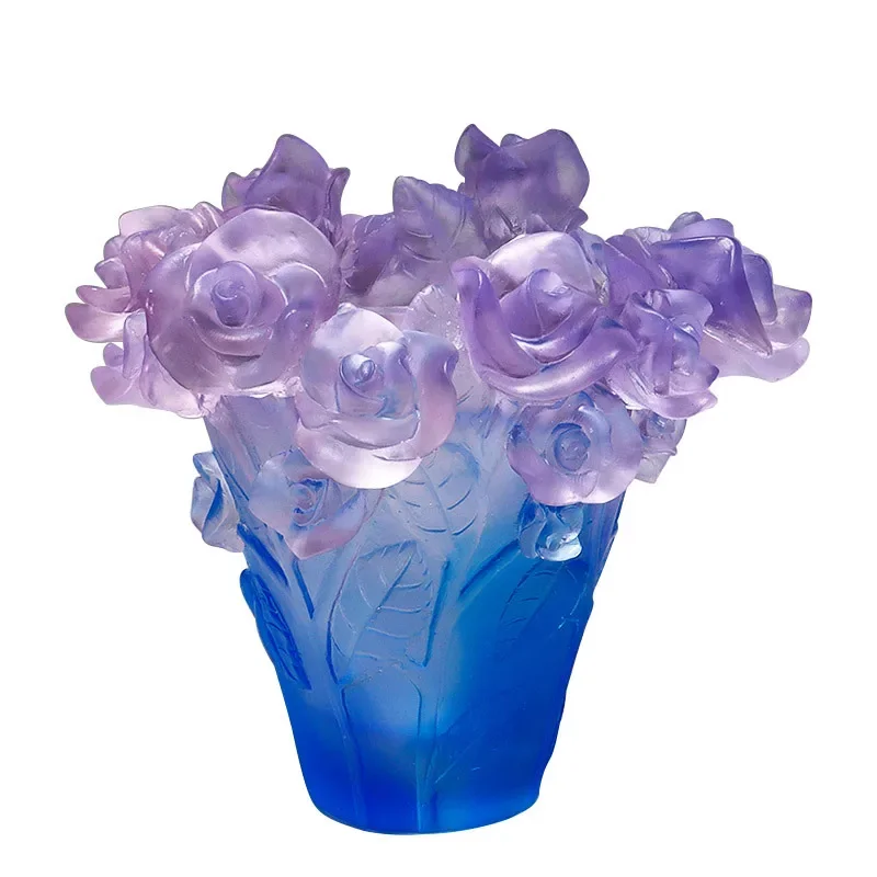 

Glazed rose vase small ornament incense burner incense living room study light luxury high-end decorative handicrafts