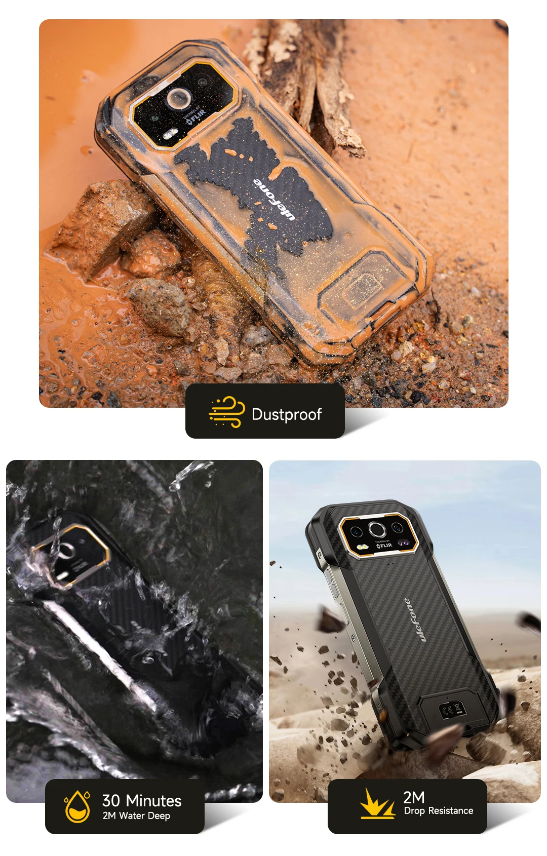 Ulefone Armor 27T+ 4G THERMAL BY FLIR® Rugged Phone 10600mAh Up to 24GB+256GB 6.78"FHD 120Hz Night Vision Android 15 Smartphone