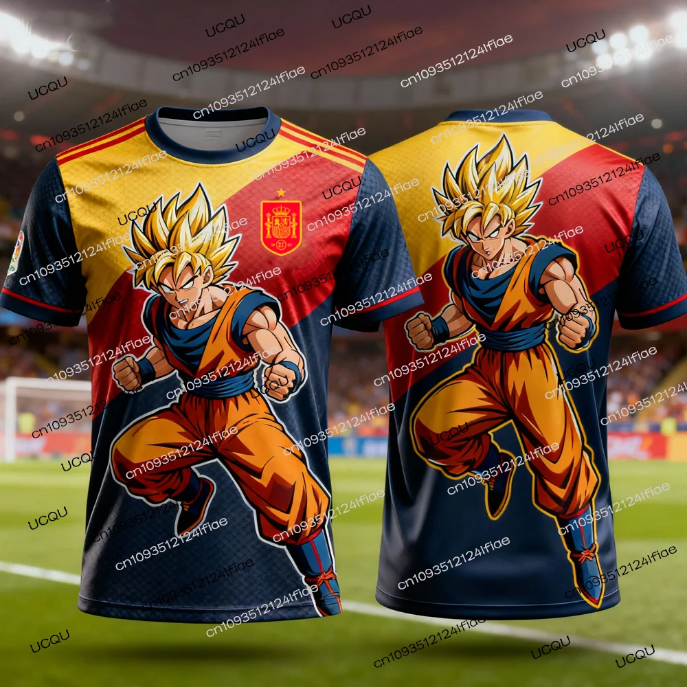 2025年新作 ドラゴンボールZ スペシャルエディション スペインサッカーユニフォーム メンズスポーツTシャツ キッズトレーニングウェア ファンスペシャルジャージキット