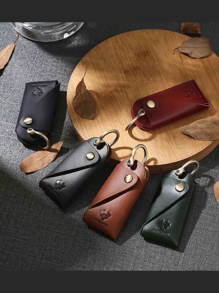 

Сумка для ключей из натуральной яловой кожи с верхним слоем, брелок с подвеской, простой ретро-держатель для ключей, кошелек, вертикальный апей