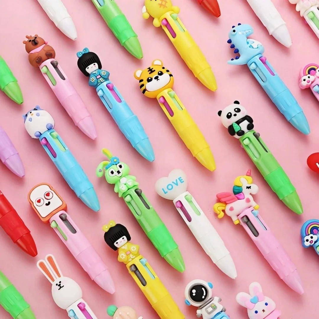 1/5/10/20/30PcsCartoon Mini 4-Color Ballpoint Pen Creative High-Appeal Multicolor Clickable Notebook Colorful Writing Instrument