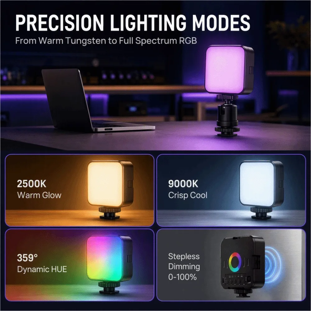 Mini Rechargeable LED Video Light Portable Magnetic Fill Lamp Waterproof Dimmable Light Mini LED Light Vlogging