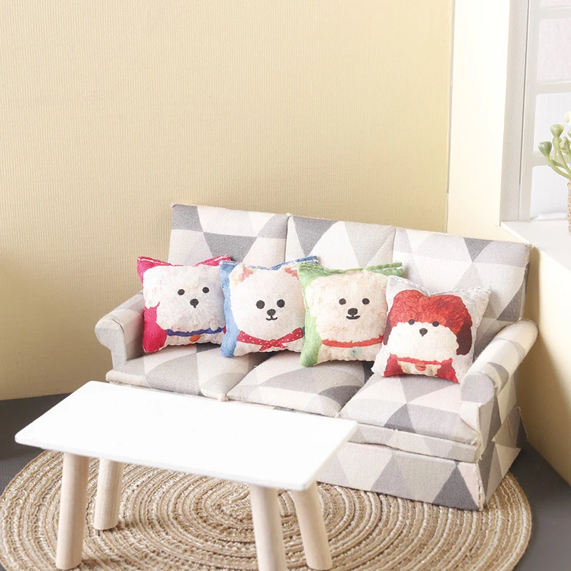 

Mini Cushion Pillow Furniture Home Model Decor Toy 1:12 Dollhouse Miniature Pillow Dog Head Sofa Pillow Doll House Accessories