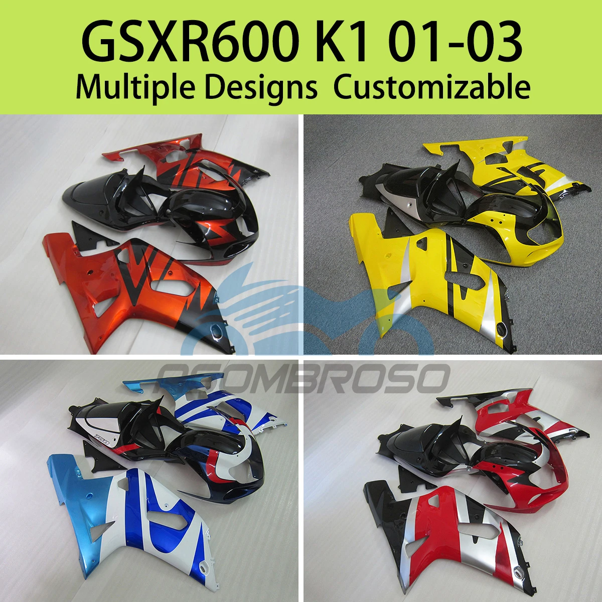 

For SUZUKI GSXR600 GSXR750 K1 01 02 03 Motorcycle Fairings GSXR 600 750 2001 2002 2003 ABS Cowling Injection Fairing Kit