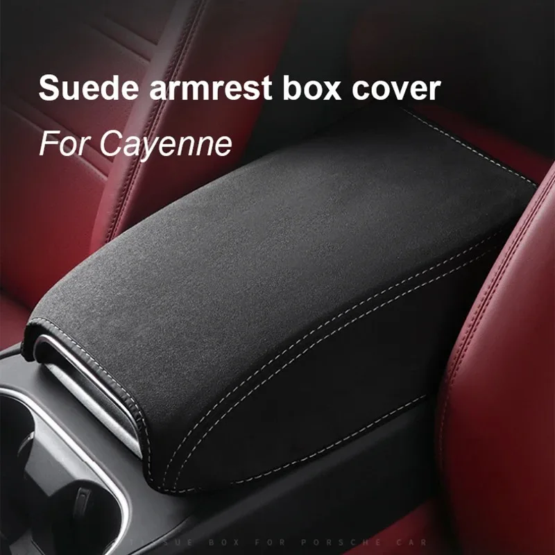 Suede Car Armrest Box Cushion Cover Interior Center Console Armrest Protective Pad Shell Case For Porsche Cayenne