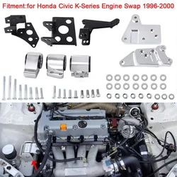 Aluminum Car Engine Motor Mount Bracket kits For Honda Civic K20 K24 70A EK K-Series Chassis Engine Swap 1996-2000 Car Accessory