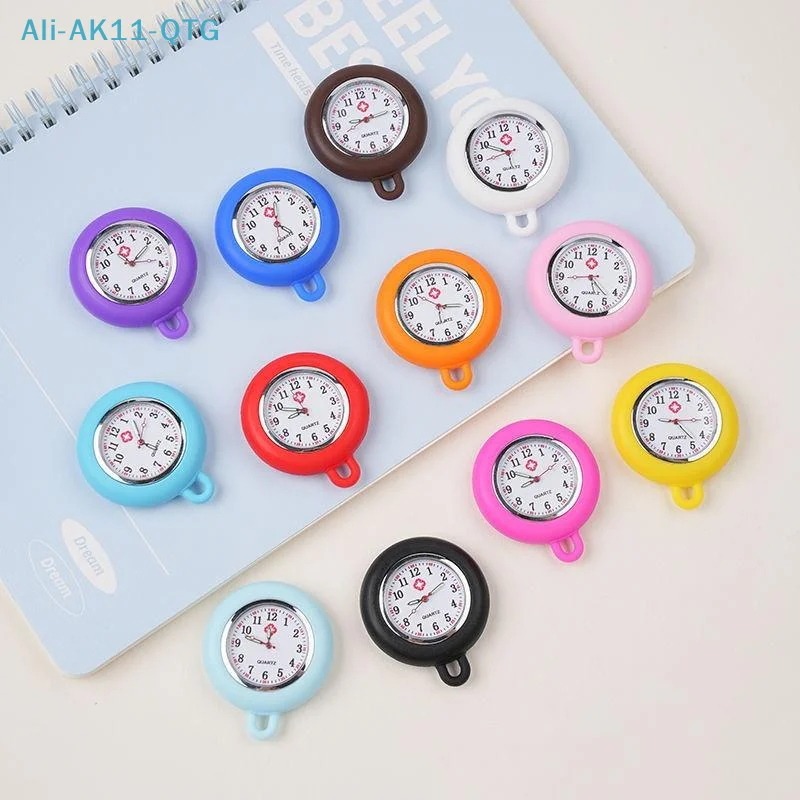 NEW Nurse Doctor Unisex Colourful Silicone Pocket Watches Clock Head Face Parts For Badge Reel Keychains Lanyards Key Rings Rope