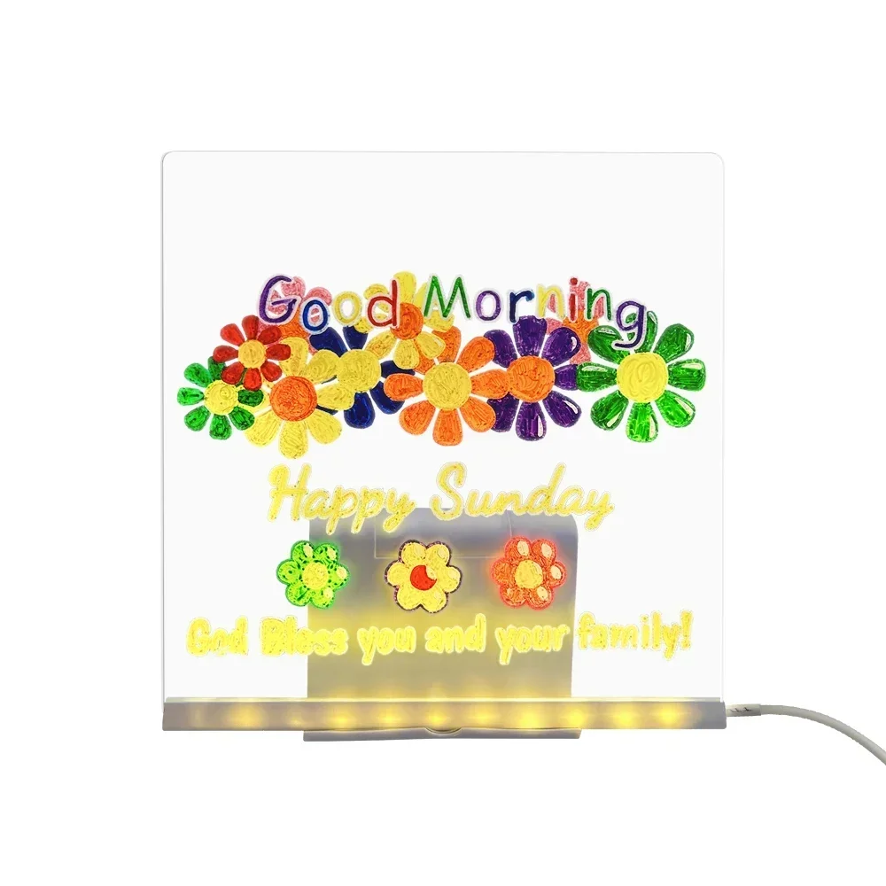 Acrylic Transparent Drawing Board, LED Glowing Effect, Ideal Christmas Gift with Night Light