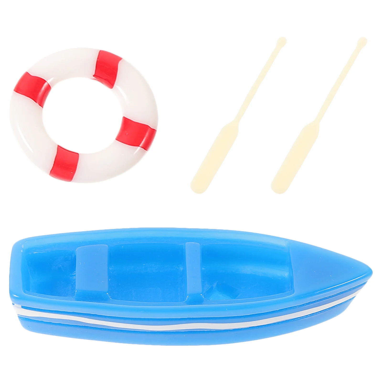 1Set Mini Beach Boat Ornament Resin Ring Micro Landscape Garden Home Office DIY Decoration Supplies