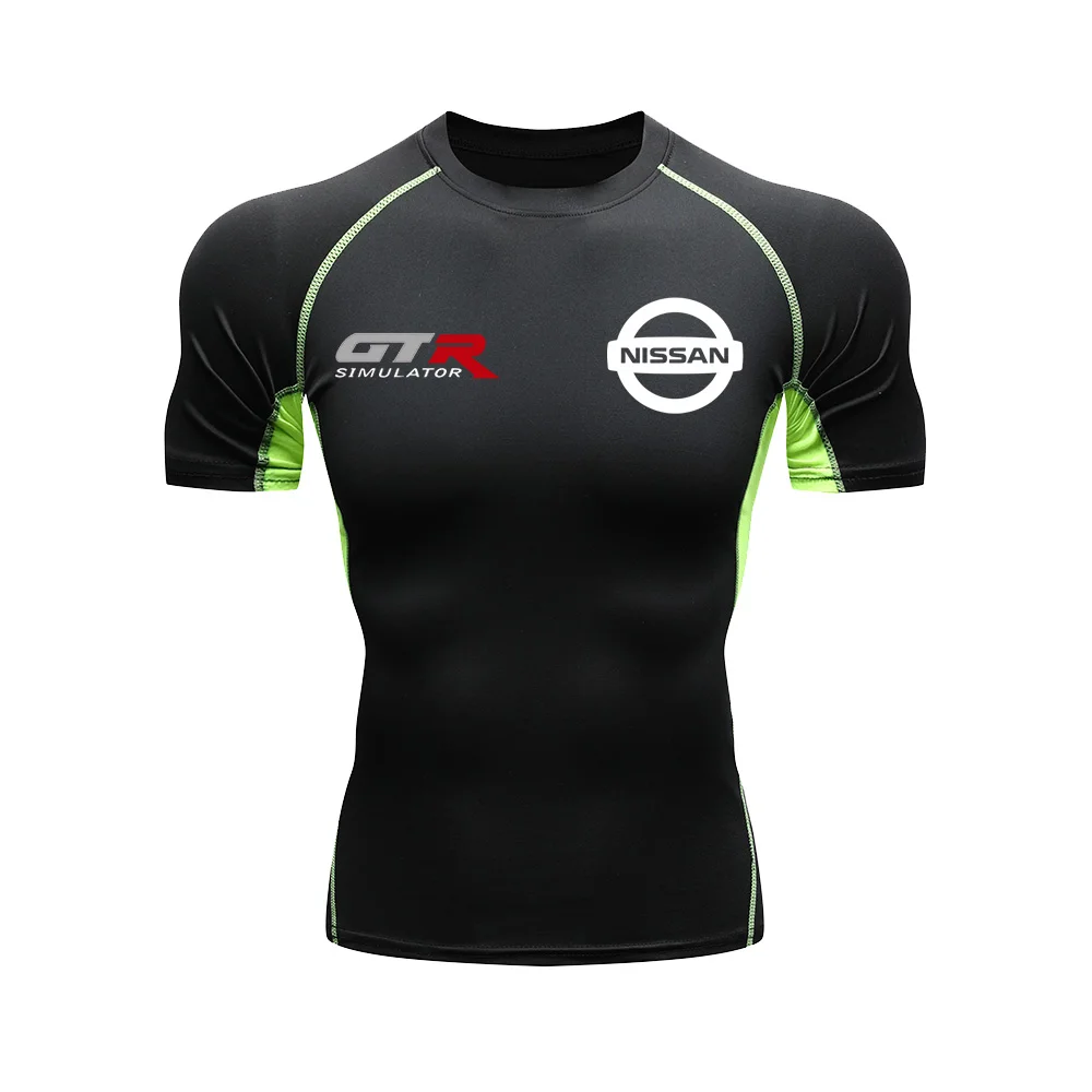 Nissan brand print, autumn men's sports tight fitting top, sports quick drying breathable tight fitting training top