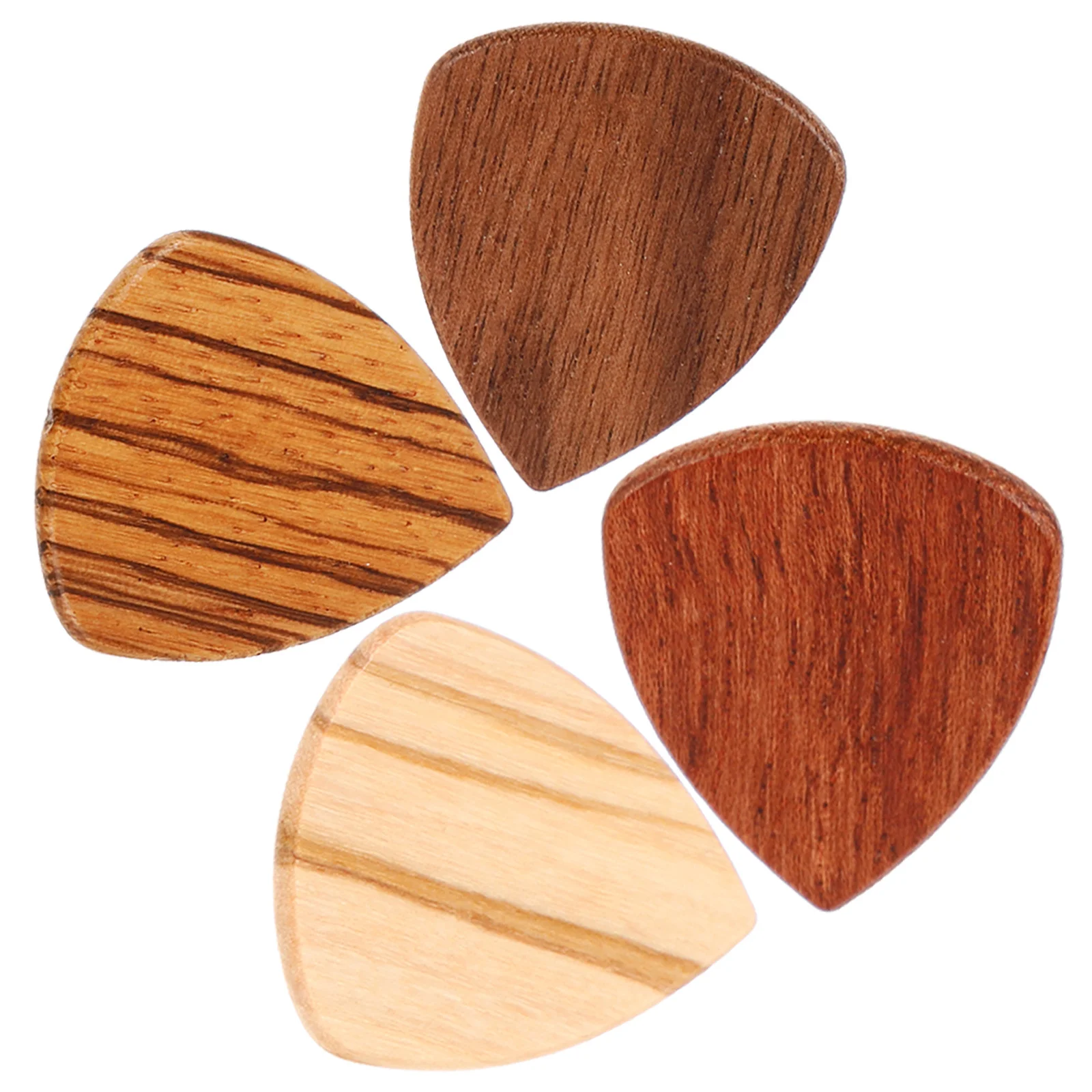 

4Pcs Wooden Guitar Picks Portable Small Durable Acoustic Electric Bass Guitar Accessories for Practice Performance