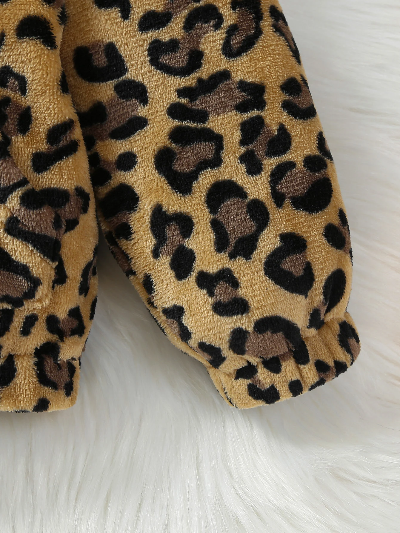 Autumn and winter girls fashion casual leopard print fleece insulation hooded zippered jacket jacket jacket