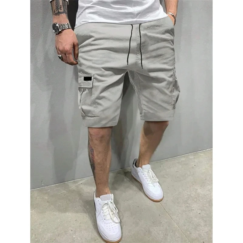 2025年夏新作 メンズ 無地 ルーズ ストレート 多ポケット カーゴショーツ メンズファッション 速乾 カジュアル ビーチショーツ