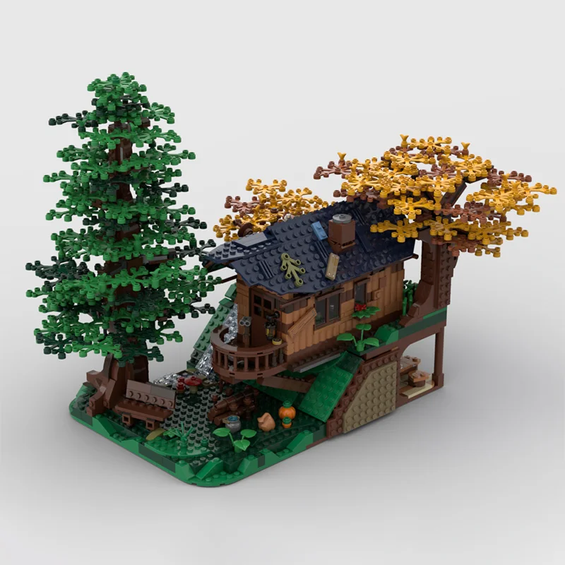 

1803 шт. MOC скрытая пещерная хижина модульные строительные блоки DIY набор, креативная деревенская модель, миниатюрная архитектурная игрушка для детей и фанатов