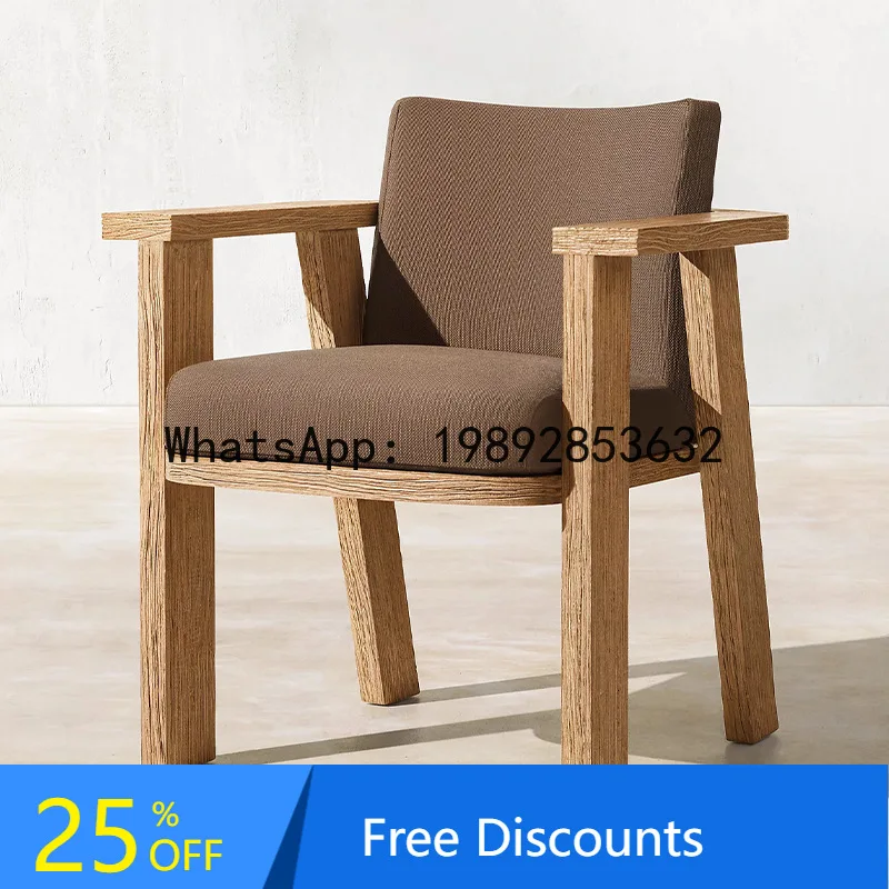 YFY Outdoor Table and Chairs Courtyard Villa Outdoor Solid Wood Vintage Garden Furniture Sunproof Teak Table and Chairs