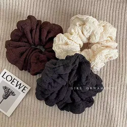 Korean Woman Large Cream Puff Elastics Hair Band Solid Color Scrunchies Hair Ties Ladies Ponytail Hold Hair Accessories