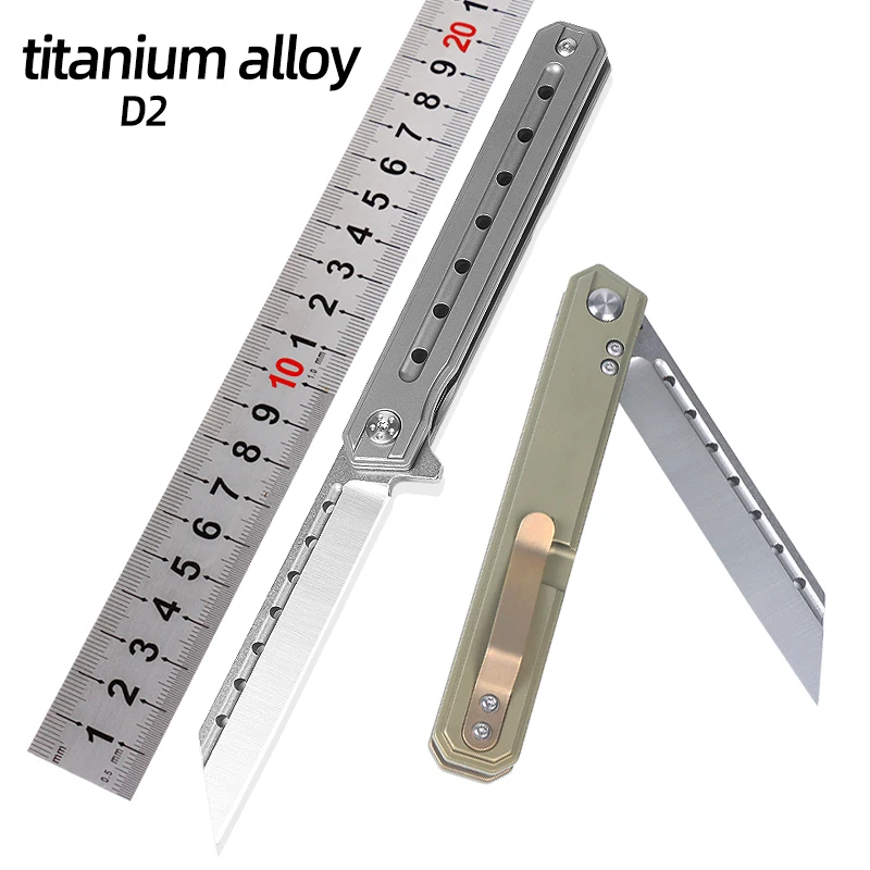 

All-New D2 Steel Folding Pocket Knife with Titanium Alloy Handle for Outdoor Camping, Hunting, and Survival—Essential for Men