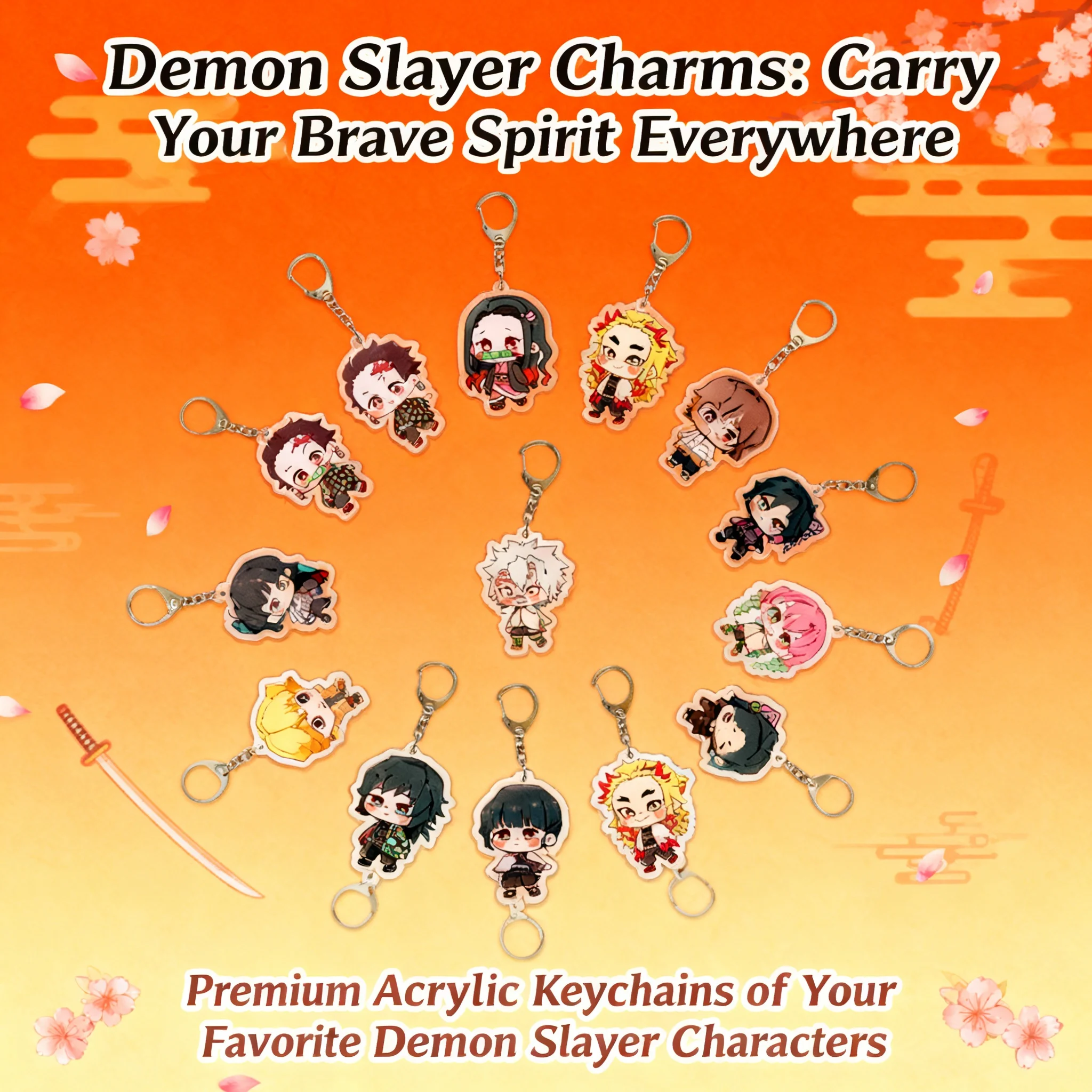 

Demon Slayer Kimetsu no Yaiba Acrylic Keychain Backpack Charm Anime Cosplay Accessory Gift for Fans Collection