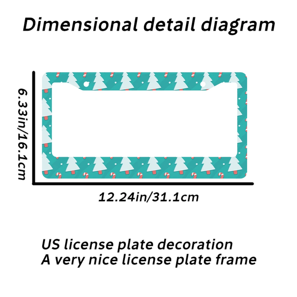 1 قطعة إطار لوحة ترخيص بنمط شجرة عيد الميلاد باللونين الأخضر والأبيض، مادة ألومنيوم، 6 × 12 بوصة، مع طقم براغي، رقم ريترو