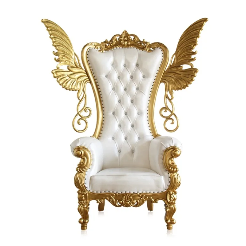 Wholesale Throne Chairs Event Party Chair Hotel Furniture with Special Wings Wedding Antique White Wood