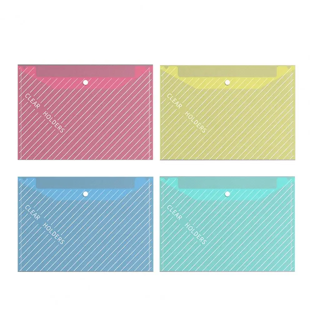 Color-coded File Folders Waterproof A4 Size Document Bag Set 20pcs Translucent File Folders with Button for Scratch-resistant