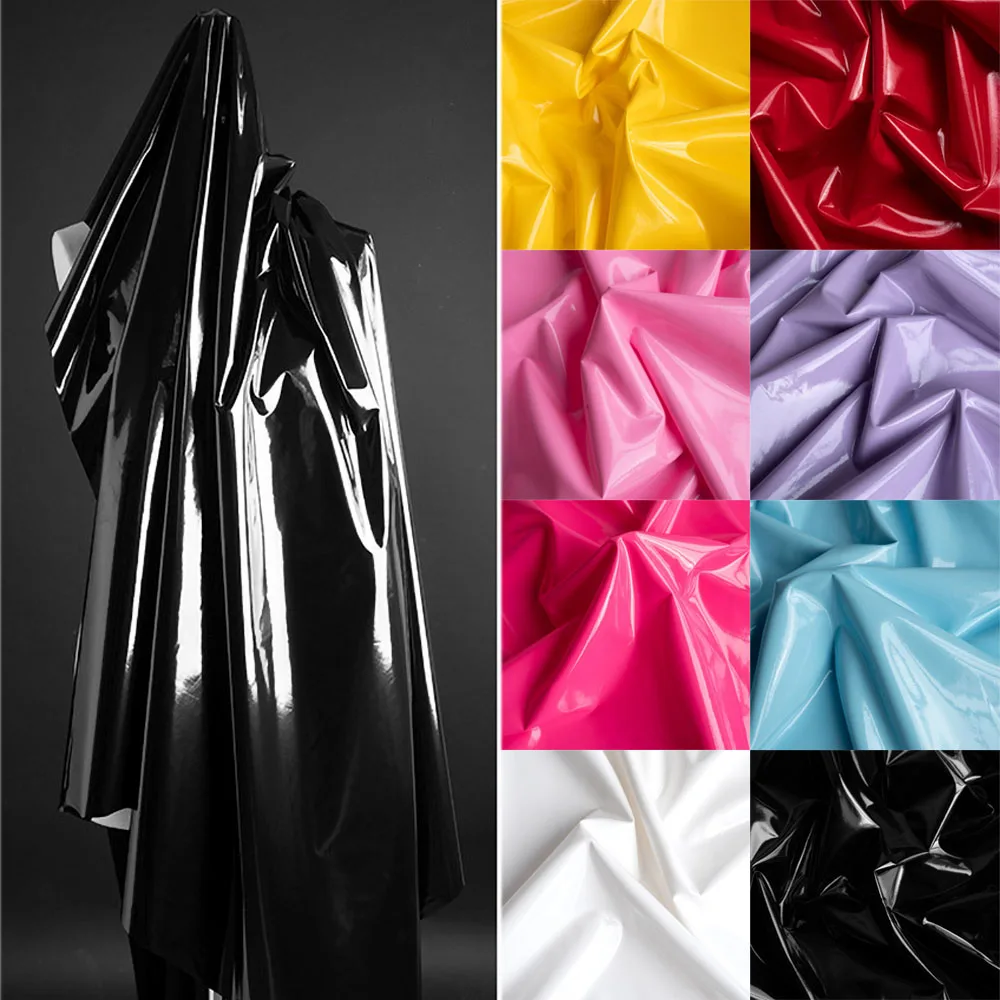 

50/100cm Stretch Glossy Leather Fabric Elastic Faux PU for DIY Sewing Dress Skirt Trousers Clothing Car Cushion Crafts Materials