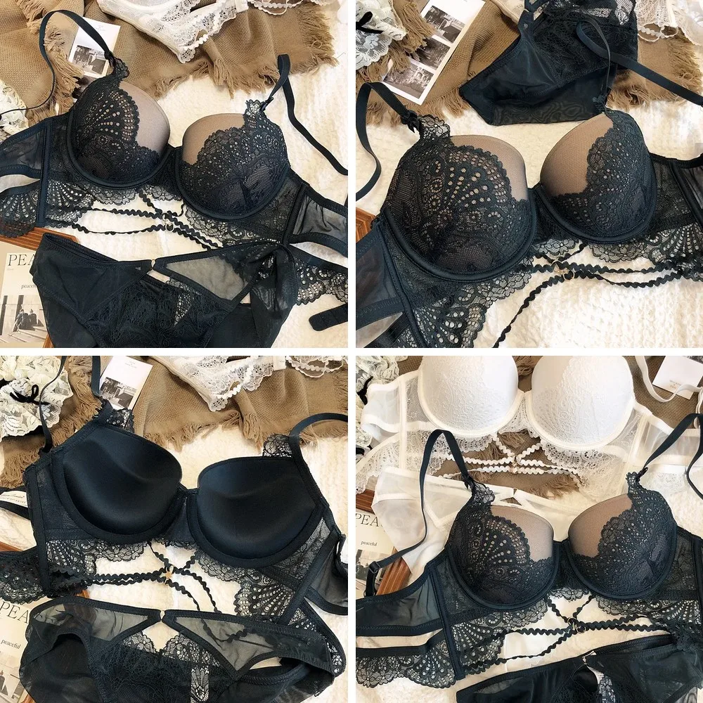 

Lace Lingerie Set Push Up Bra & Panty for Small Breasts, Anti-Sagging Sexy Underwear