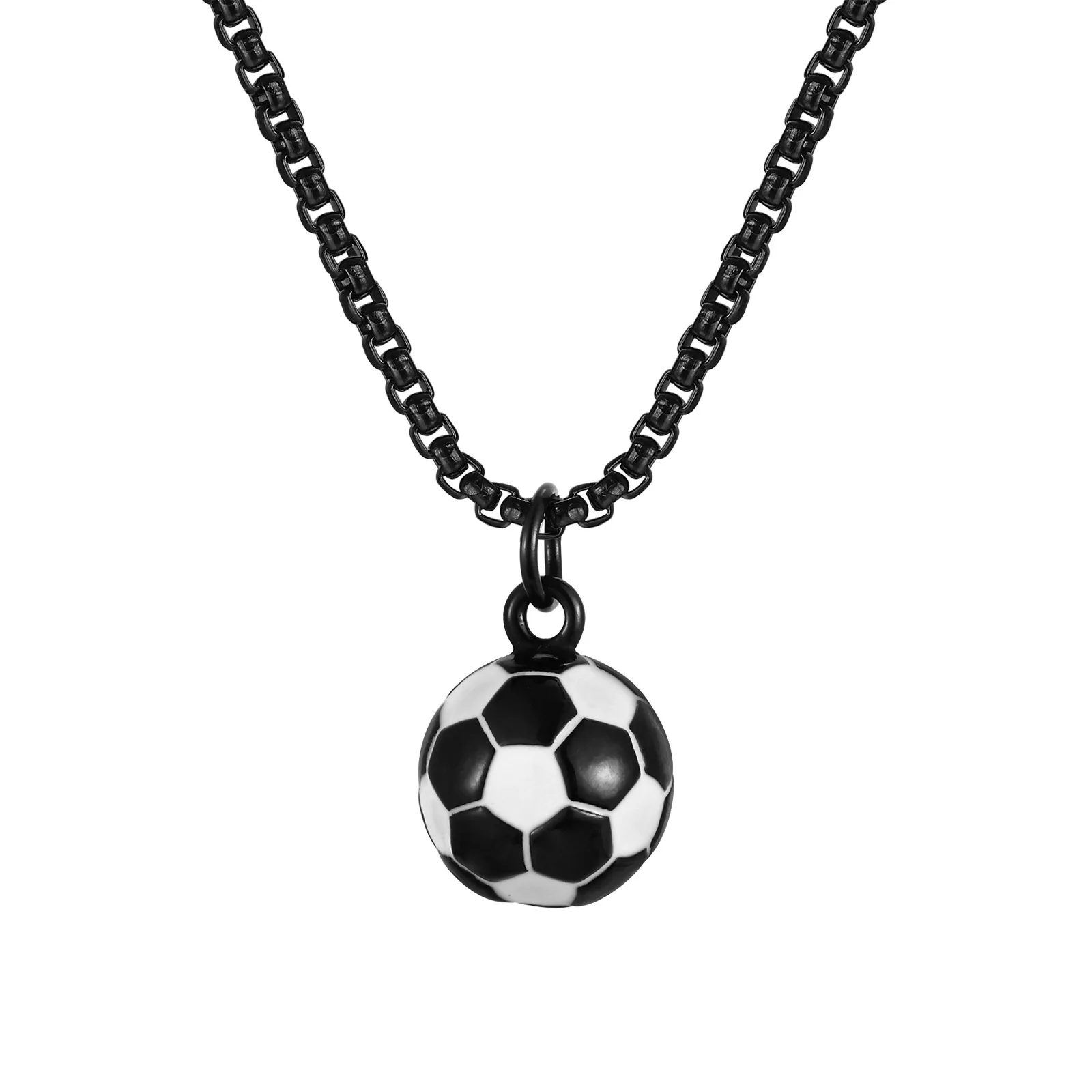 316L Stainless Steel 3D Football Ball Cool Necklaces for Men Pendant, Sports Players Favors Jewelry, 3mm 24inch PN-1020G