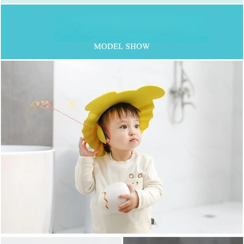 

Baby Shower Cap with Visor - Adjustable Waterproof Bath Hat for Toddlers (6M-3Y), Hair & Eye Protector