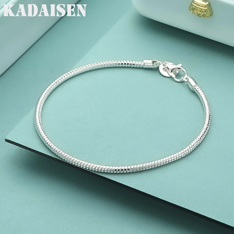 

Роскошные браслеты из стерлингового серебра 925 пробы, 3 мм, в форме змеиной кости, 20 см, для женщин и мужчин, ювелирные изделия, модные аксессуары для вечеринок, свадебные аксессуары, подарки