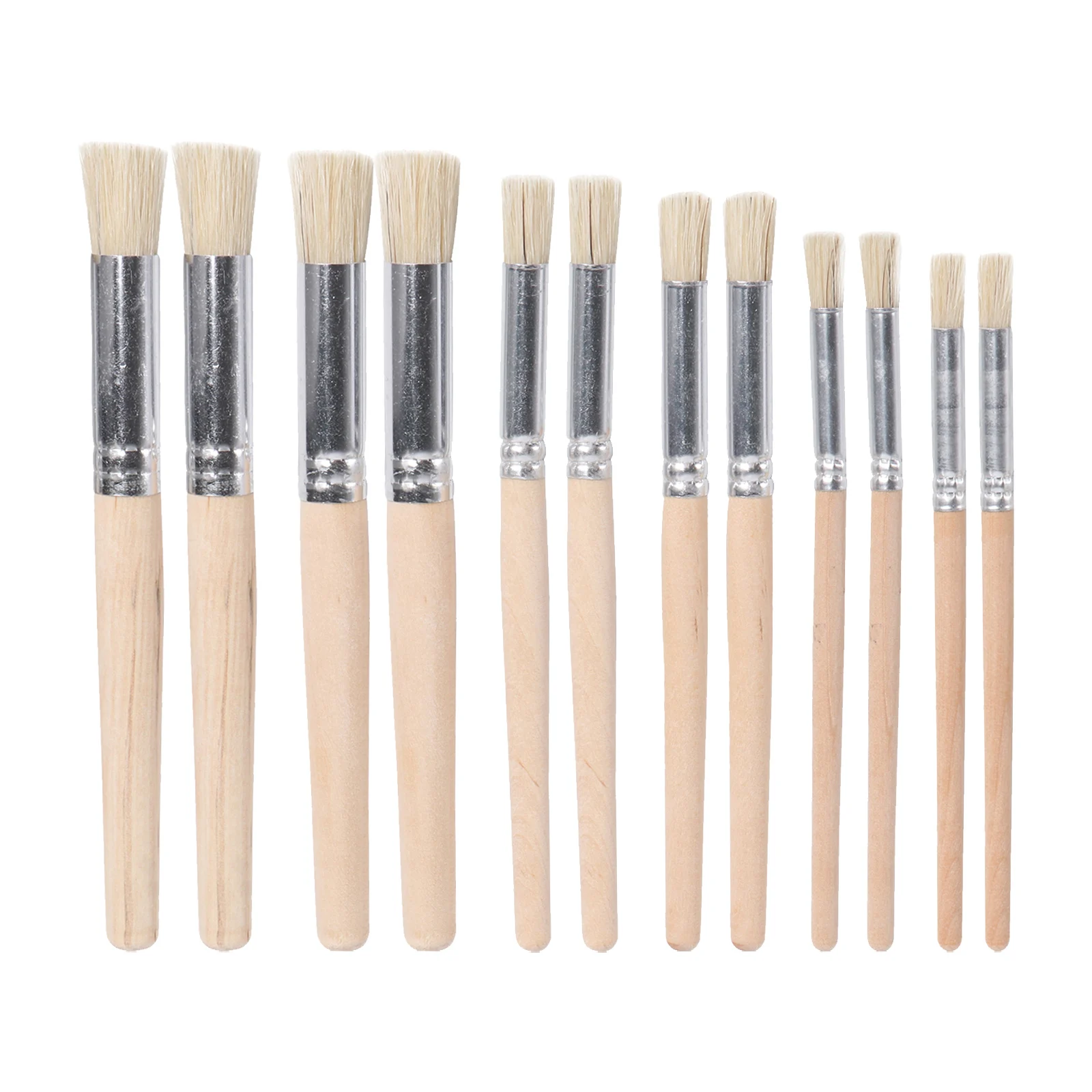 12本チョークブラシミニペイントブラシマルチサイズ木製ステンシルアーティスト用品詳細