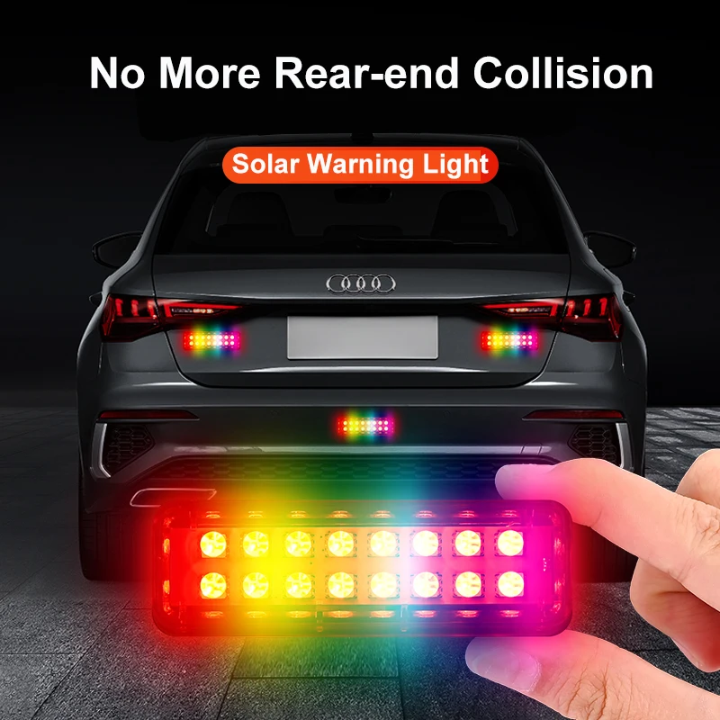 16 LED Solarne światło stroboskopowe ostrzegawcze dla motocykla Rower Samochód Auto Drone Skuter Antykolizyjny tylny ogon ostrzegawczy Lampa błyskowa Kolory