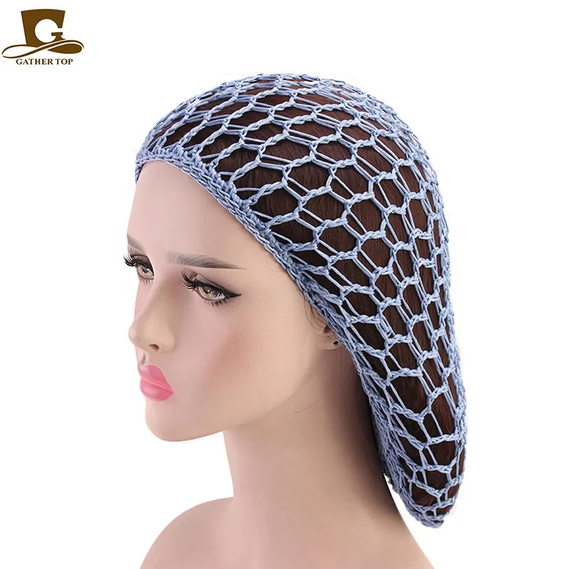 Women Hair Snood Wide Band Mesh Snood Hair Lady Turban Hair Accessories Women Soft Rayon Crochet Hairnet Oversize Knit Hat Cap