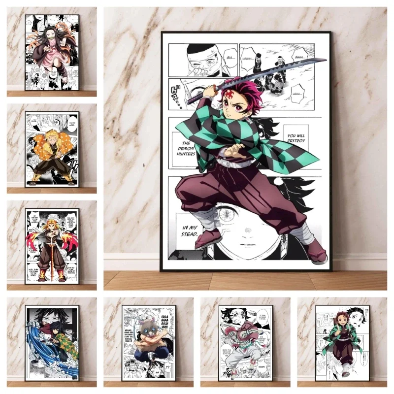 

Demon Slayer Hot Anime Poster Living Room Picture Print Wall Cuadros Best Gift Children's Bedroom Decor Decor Gifts Modern Home