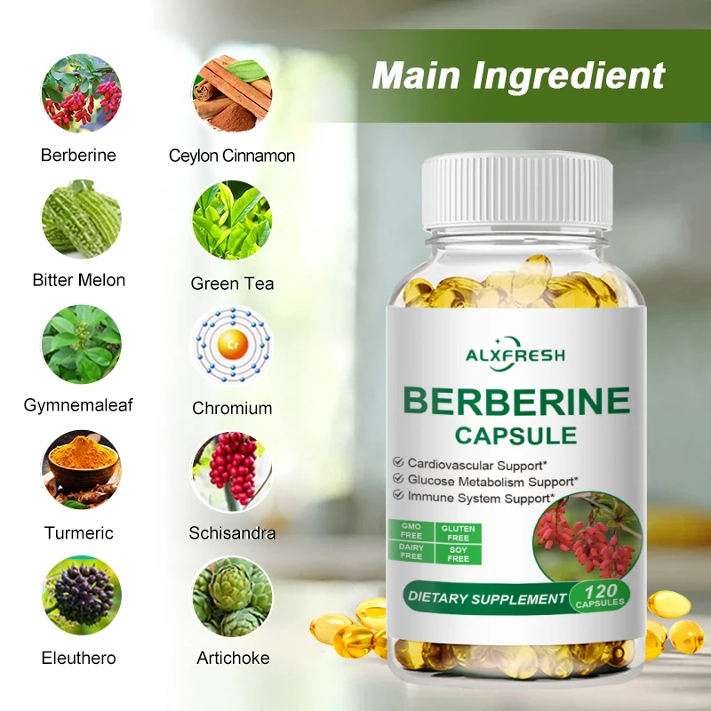 Berberine Extract 1500Mg for Promotes healthy cholesterol and Aids cardiovascular function Gastrointestinal Function Antioxidant