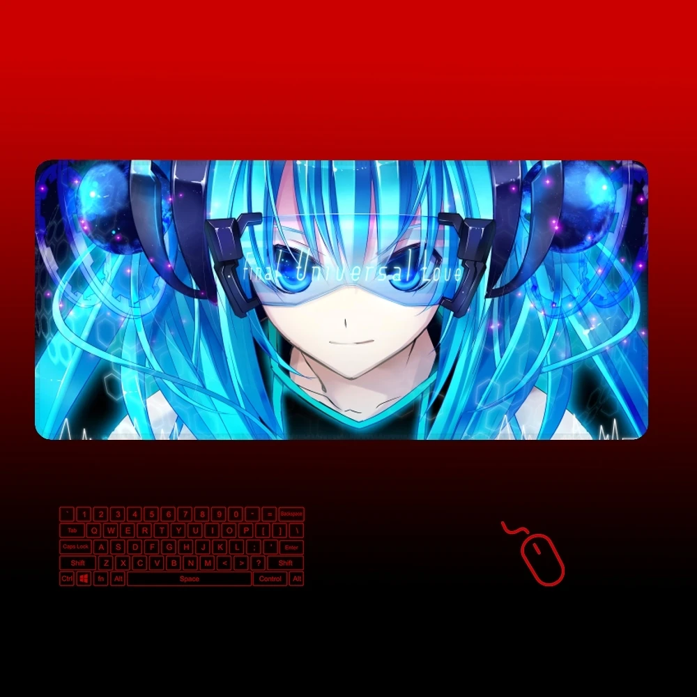 HatsuneS M-MikuS Mouse Pad Gamer Large Rubber Art Gaming Mouse Pad Locking Edge Keyboard Big Computer Mousepad Laptop Desk Mat