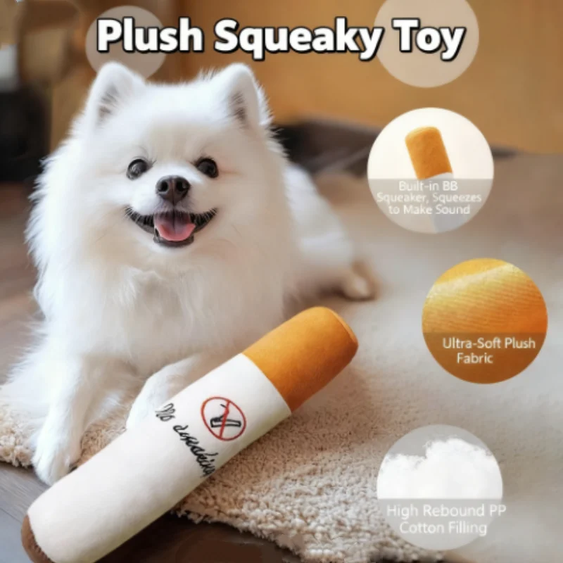 Brinquedo Engraçado para Pets: Cigarro de Pelúcia Grande com Apito, Brinquedo Interativo para Cães, Resistente à Mastigação, Design de Cigarro Falso para Brincadeiras Interativas