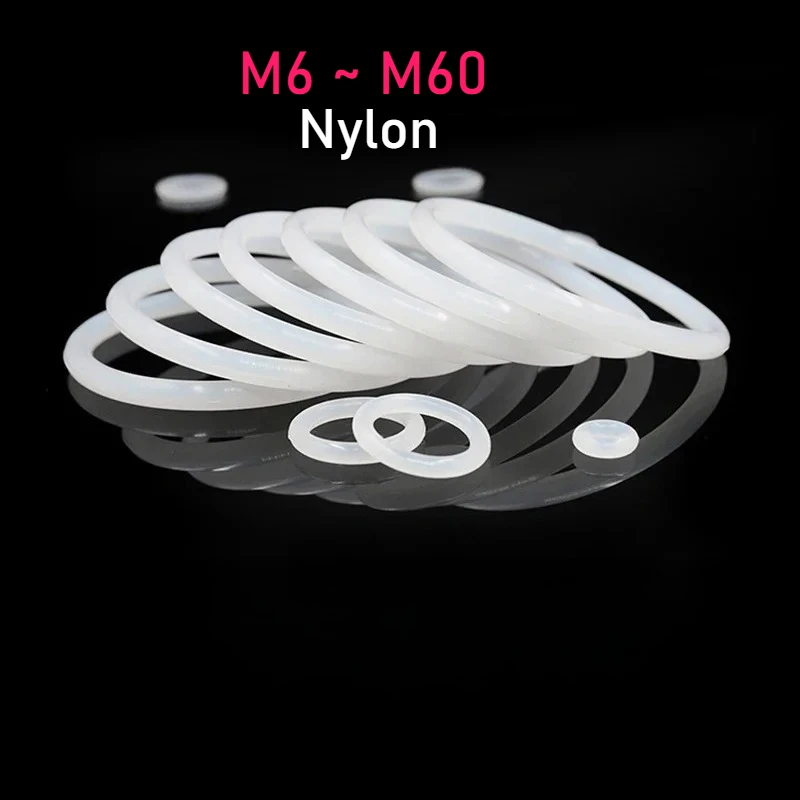 Washers Assortment Kit White Nylon O Ring Gaskets Insulate Waterproof Wear-Resistant Seal O-Ring M6~M60