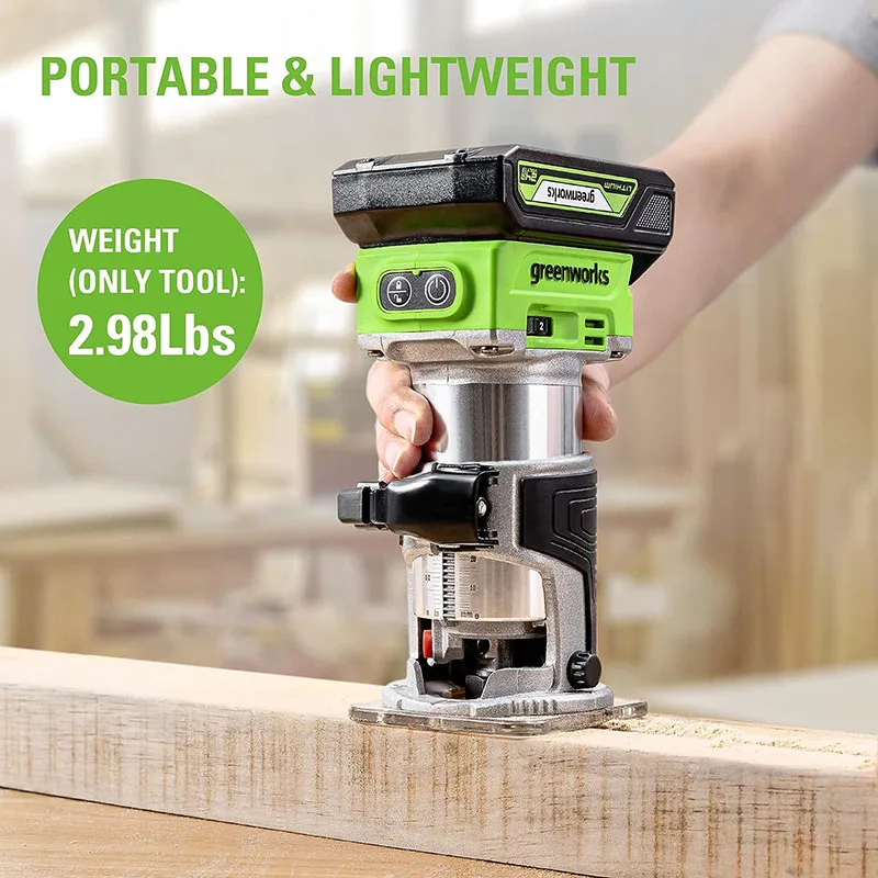 Greenworks 24V Brushless Compact Router with 2Ah Battery and Charger